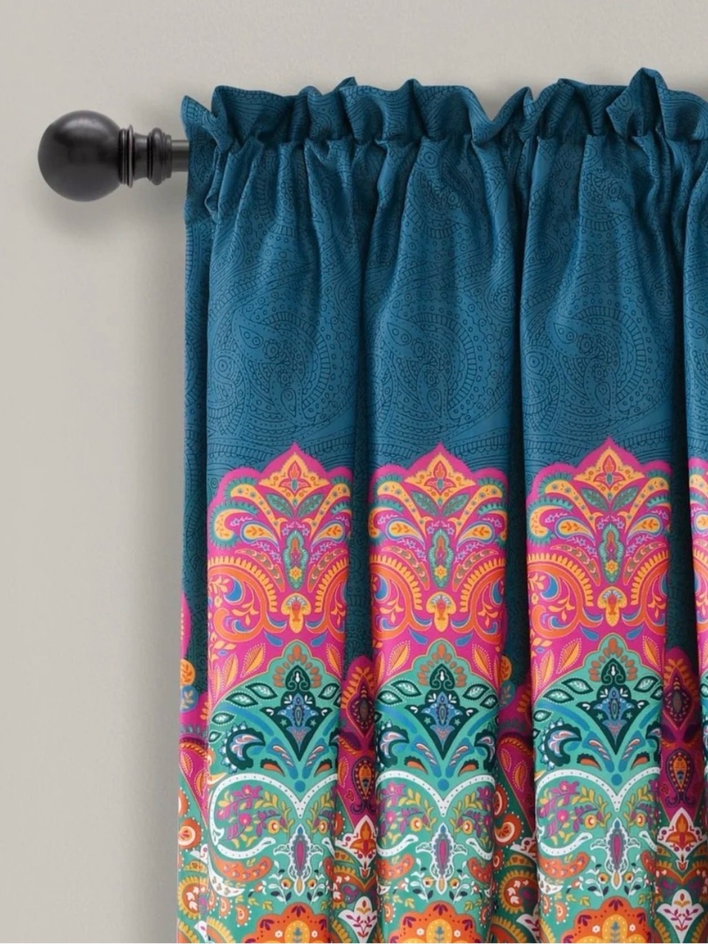 BOHEMIAN Turquoise Colorful Print Room Darkening 4 pieces Curtain Drapes. Great - Picture 2 of 10